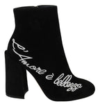 Dolce &amp; Gabbana Black Suede Love Is Beauty Boots Shoes
