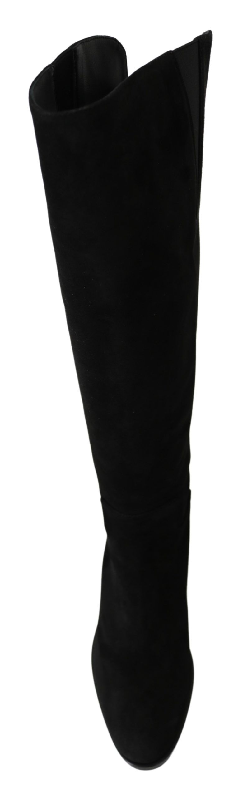 Dolce &amp; Gabbana Black Suede Knee High Flat Boots Shoes