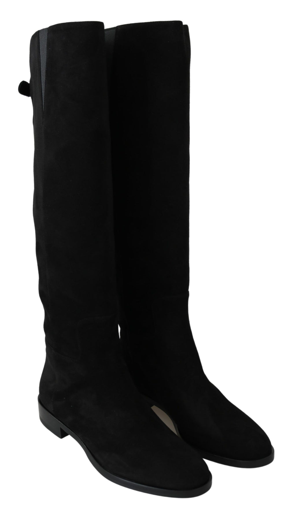 Dolce &amp; Gabbana Black Suede Knee High Flat Boots Shoes
