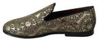 Dolce &amp; Gabbana Gold Jacquard Flats Mens Loafers Shoes