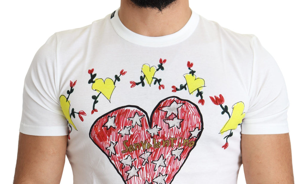 Dolce &amp; Gabbana White Saint Valentine Print Cotton Men T-shirt