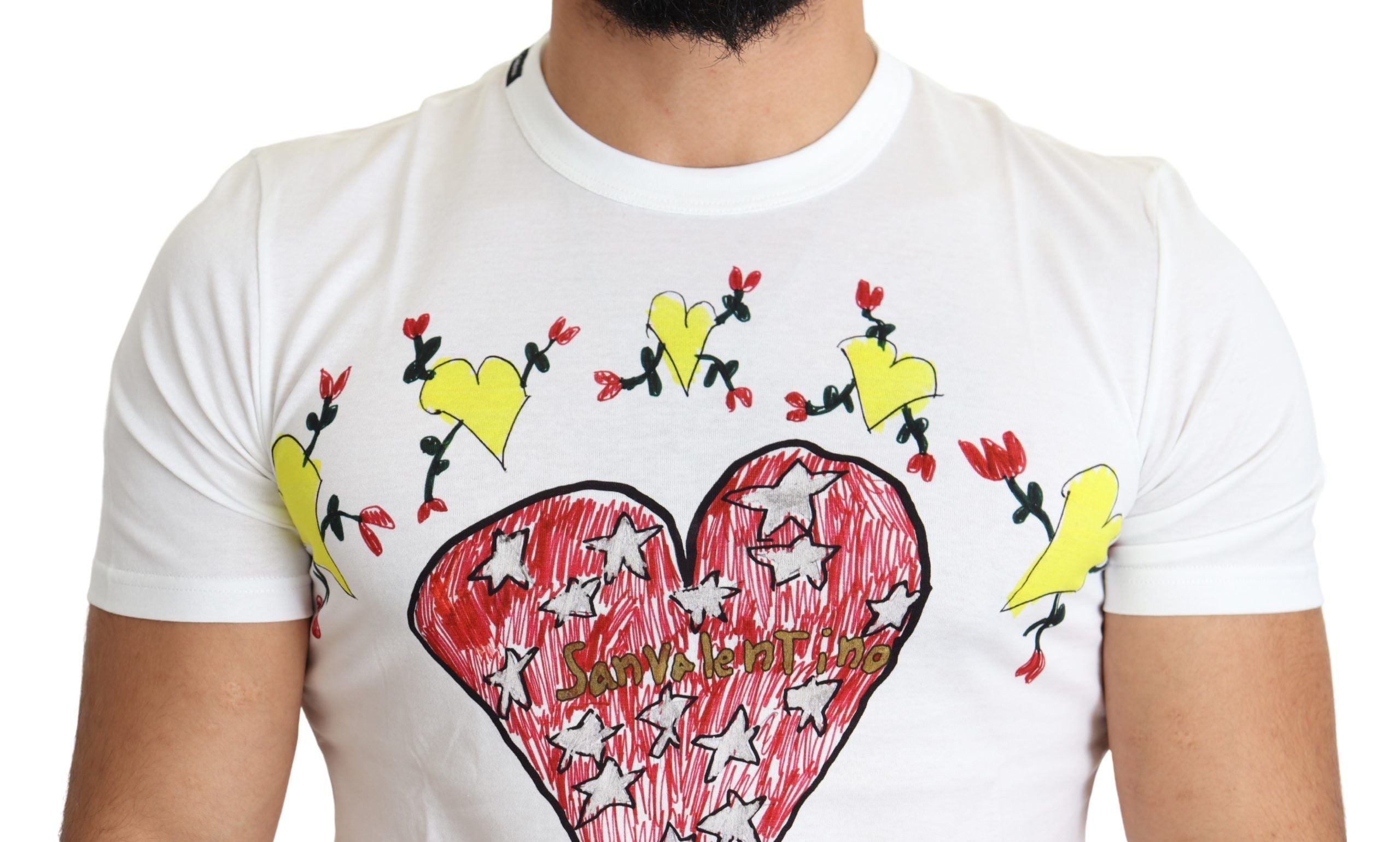 Dolce &amp; Gabbana White Saint Valentine Print Cotton Men T-shirt