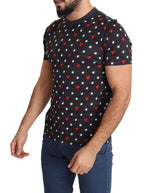 Dolce &amp; Gabbana Dark Gray Hearts Print Cotton Men T-shirt