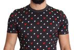 Dolce &amp; Gabbana Dark Gray Hearts Print Cotton Men T-shirt