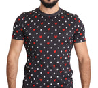 Dolce &amp; Gabbana Dark Gray Hearts Print Cotton Men T-shirt