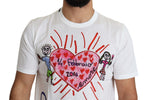 Dolce &amp; Gabbana White Saint Valentine Hearts Print Men T-shirt
