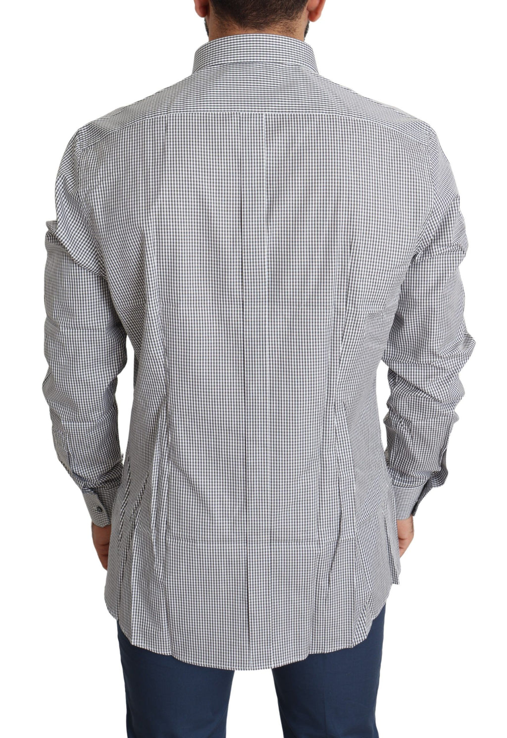 Dolce &amp; Gabbana Black White Checkered GOLD Dress Cotton Shirt