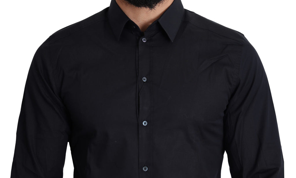 Dolce &amp; Gabbana Blue Cotton Formal GOLD Dress Shirt