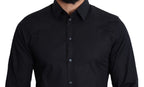 Dolce &amp; Gabbana Blue Cotton Formal GOLD Dress Shirt