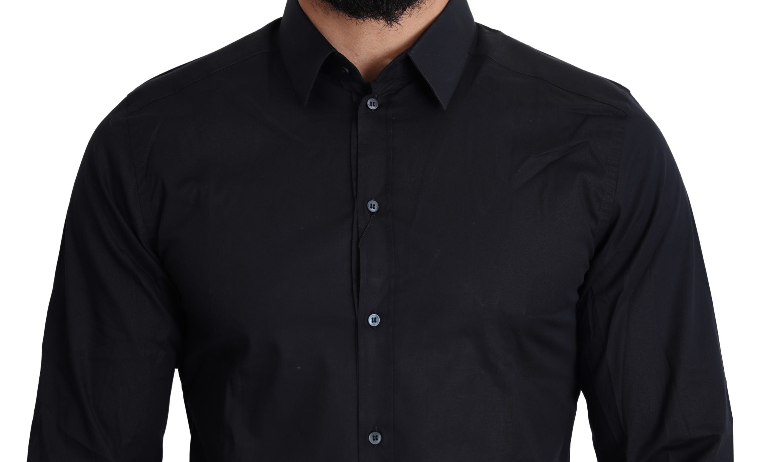 Dolce &amp; Gabbana Blue Cotton Formal GOLD Dress Shirt