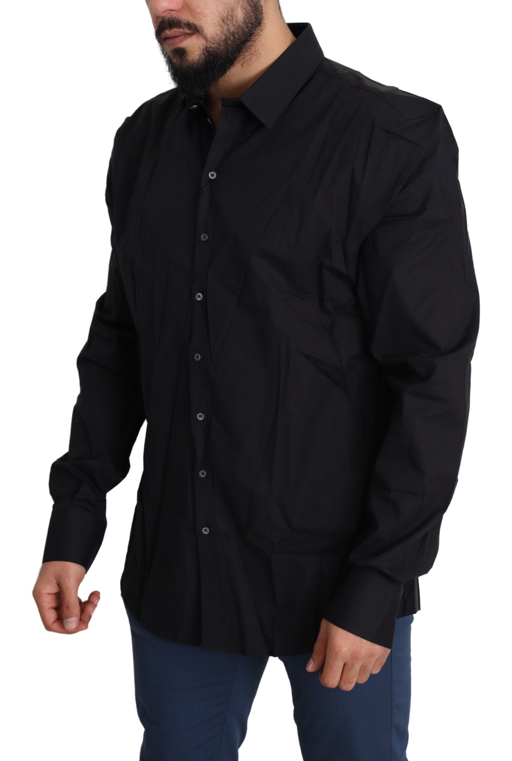 Dolce &amp; Gabbana Black Cotton Stretch Dress SICILY Shirt