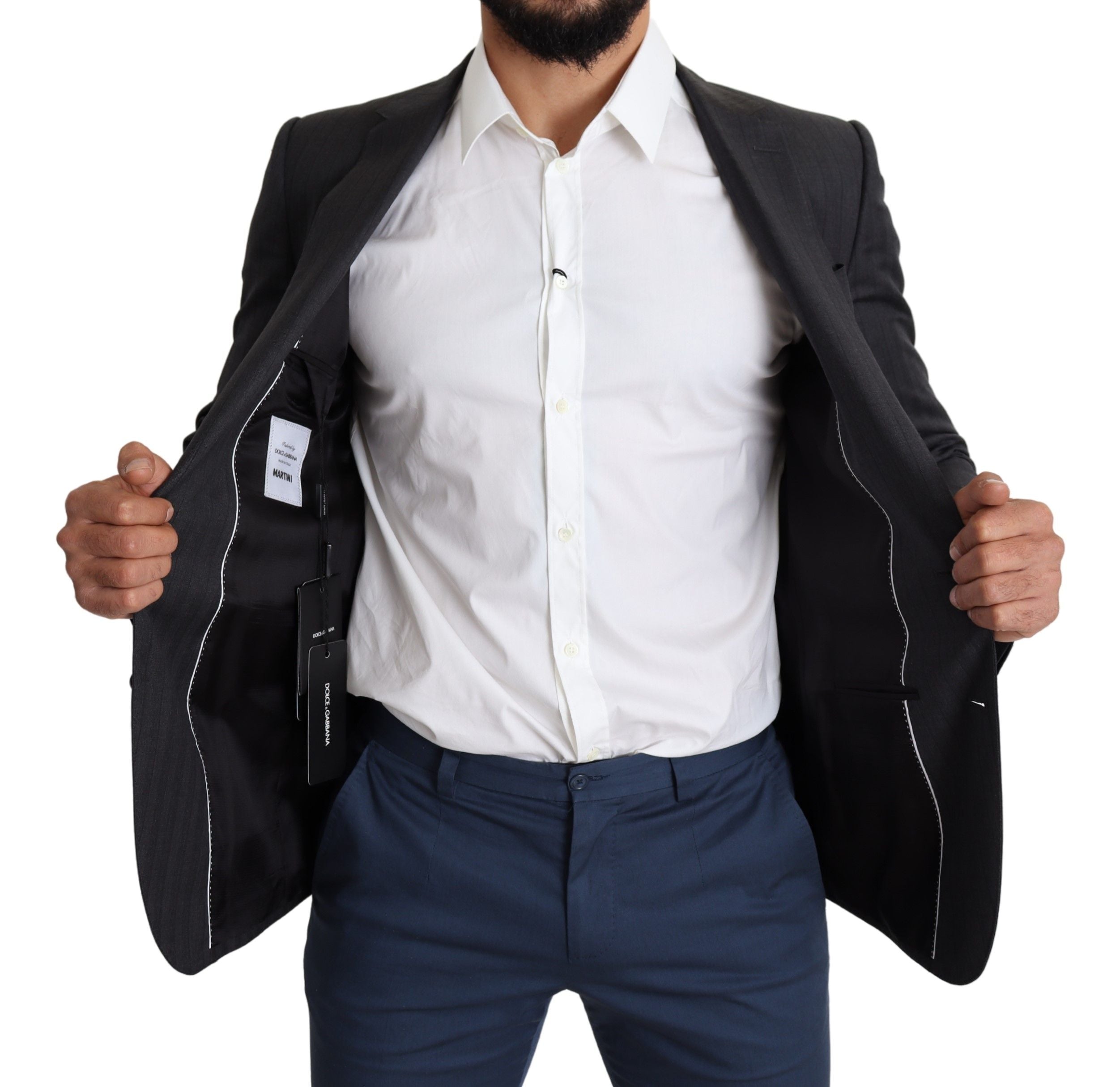 Dolce &amp; Gabbana Black Wool Single Breasted Coat MARTINI Blazer