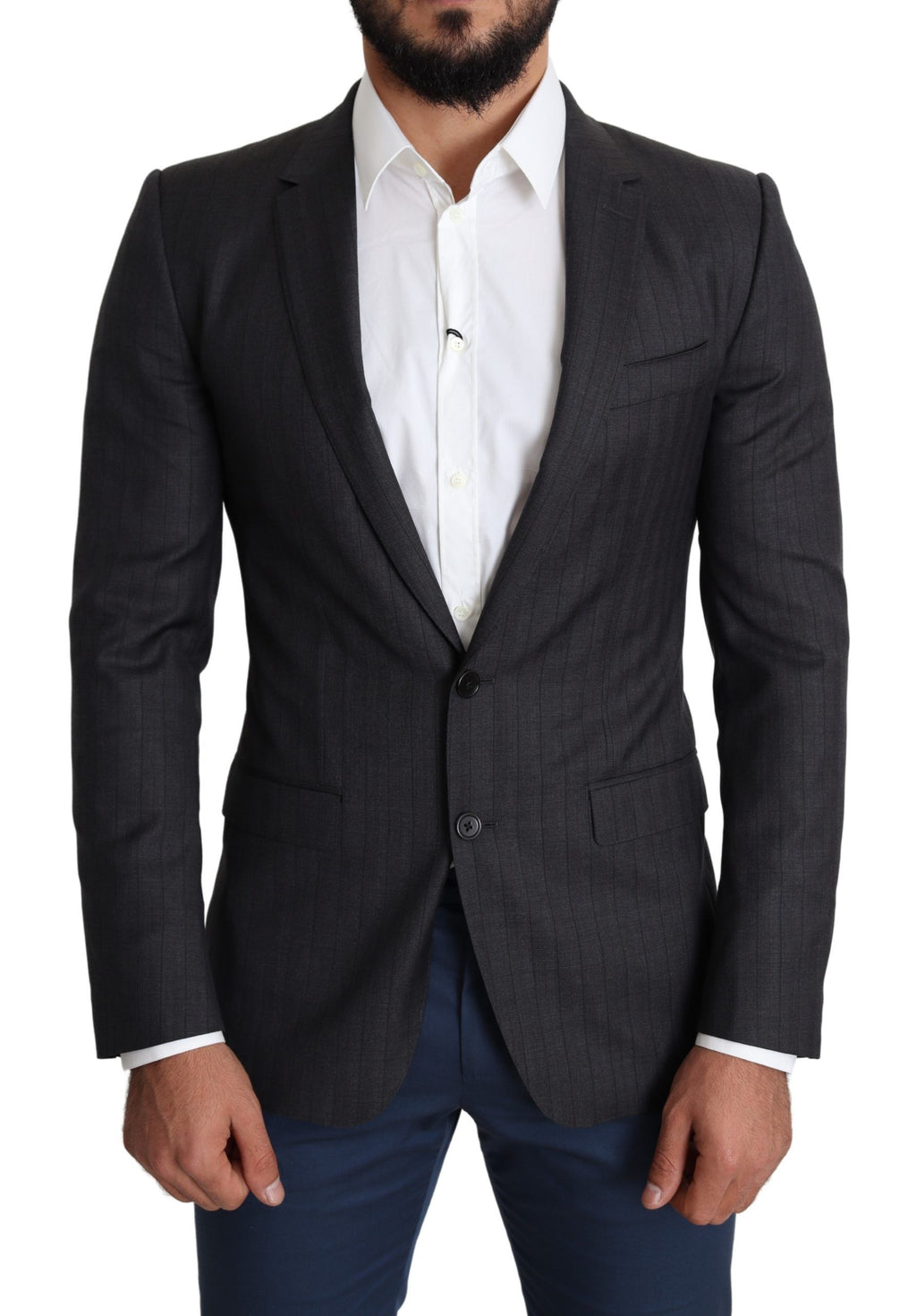 Dolce &amp; Gabbana Black Wool Single Breasted Coat MARTINI Blazer