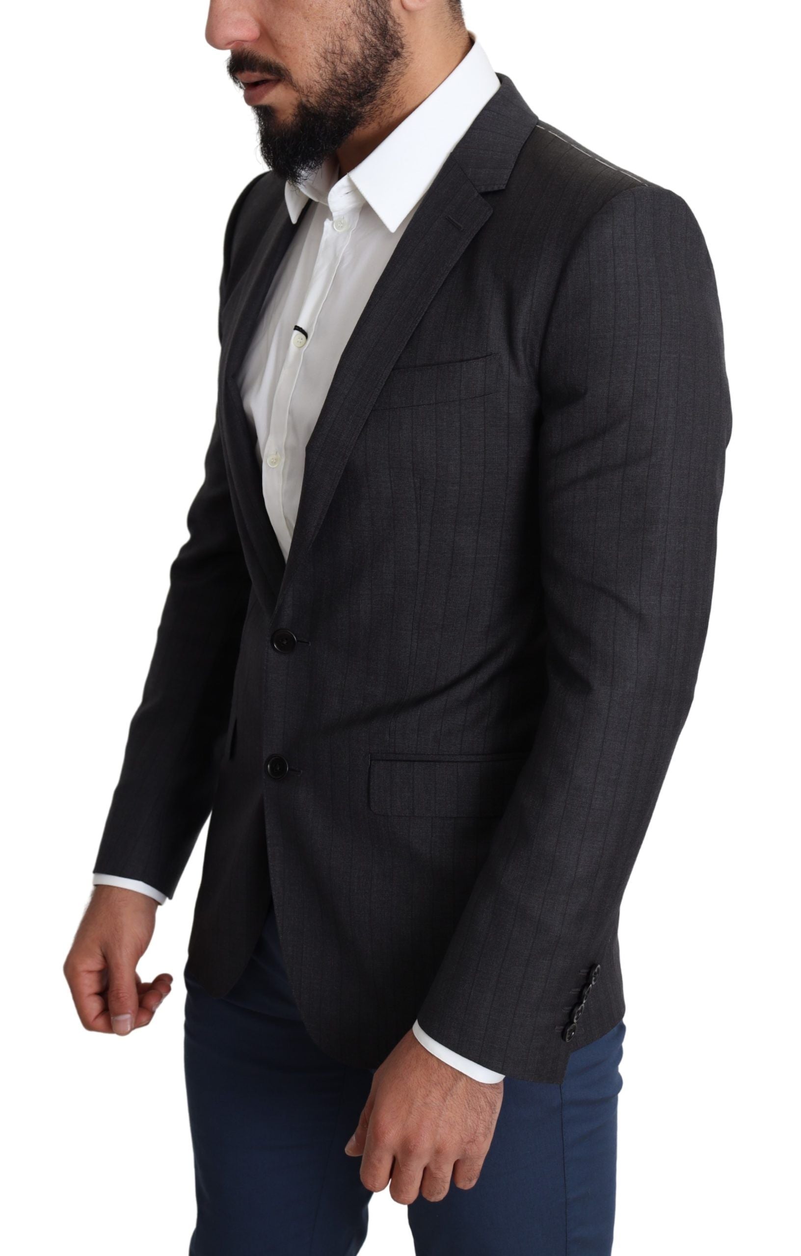 Dolce &amp; Gabbana Black Wool Single Breasted Coat MARTINI Blazer