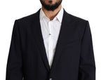 Dolce &amp; Gabbana Black Wool Stretch Men Coat MARTINI Blazer