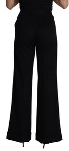 Dolce &amp; Gabbana Black Cashmere Wide Leg Women Trouser Pants