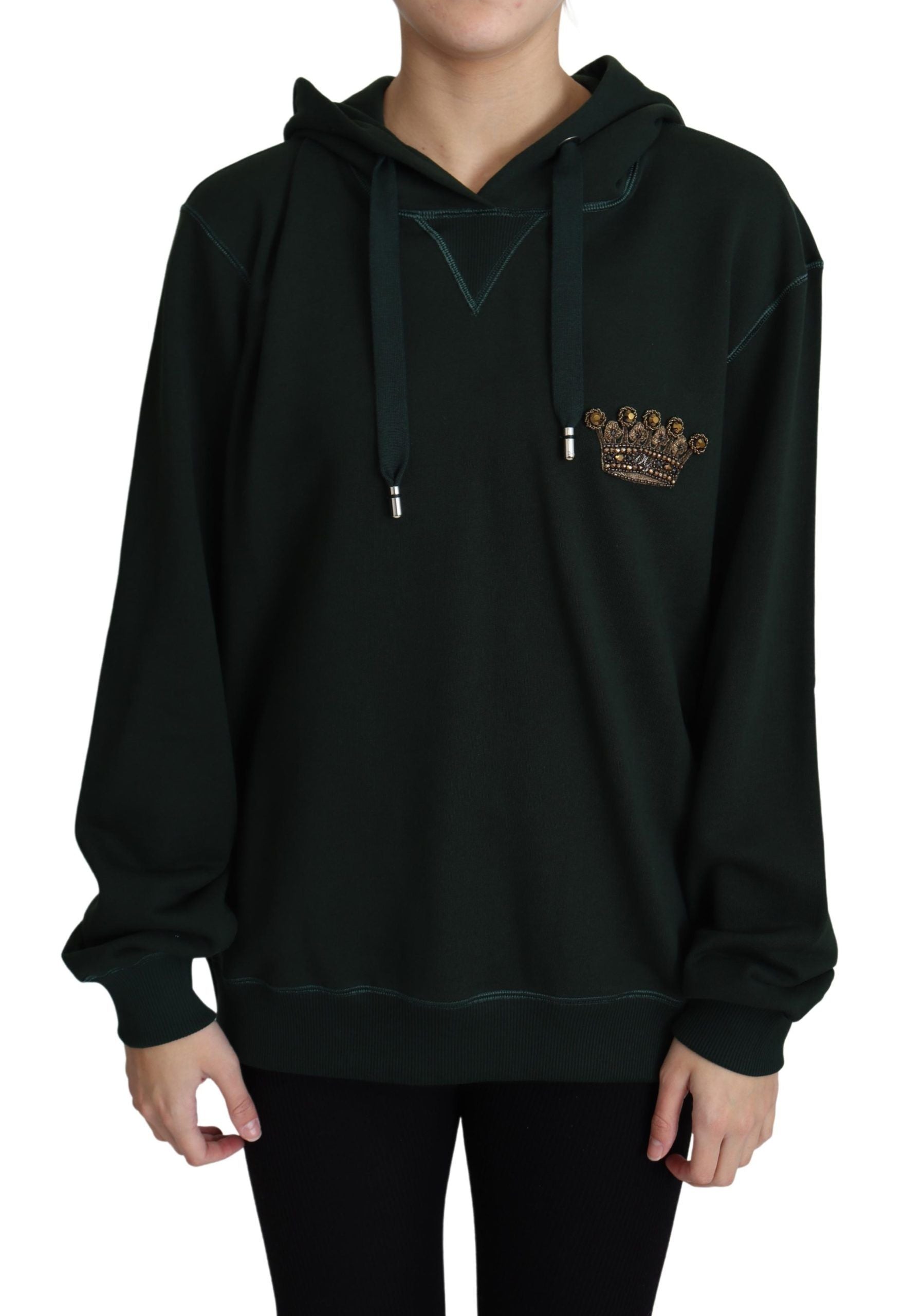 Dolce &amp; Gabbana Dark Green Crown Embroidery Hoodie