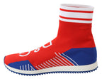 Dolce &amp; Gabbana Blue Red Sorrento Logo Sneakers Socks Shoes