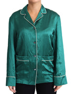 Dolce & Gabbana Green Pyjama Blouse Silk Lounge Sleepwear Top