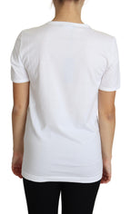 Dolce &amp; Gabbana White Valentine's Day Heart Crystals T-shirt Top