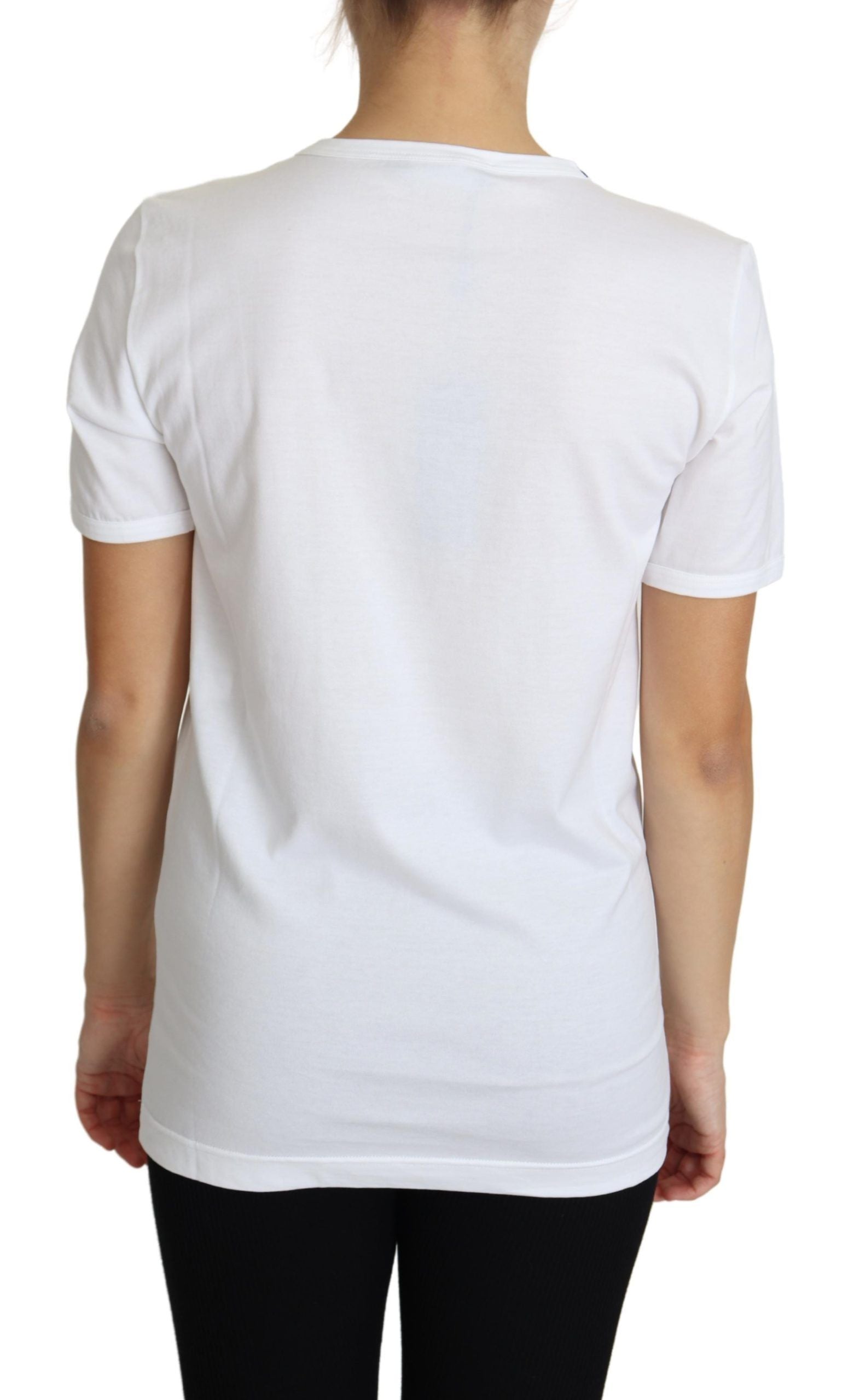 Dolce &amp; Gabbana White Valentine's Day Heart Crystals T-shirt Top