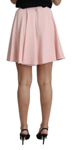 Dolce &amp; Gabbana Pink Tuck Pleat Flare A-line Mini Rayon