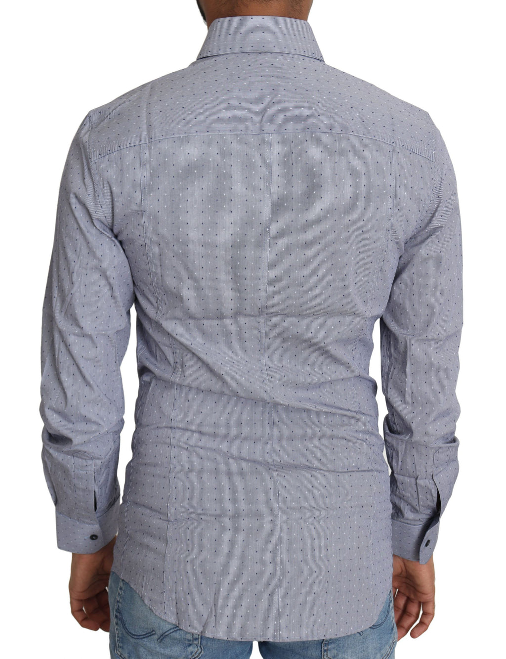 Dolce &amp; Gabbana Gray Dotted Semi Fitted Formal SICILIA Shirt