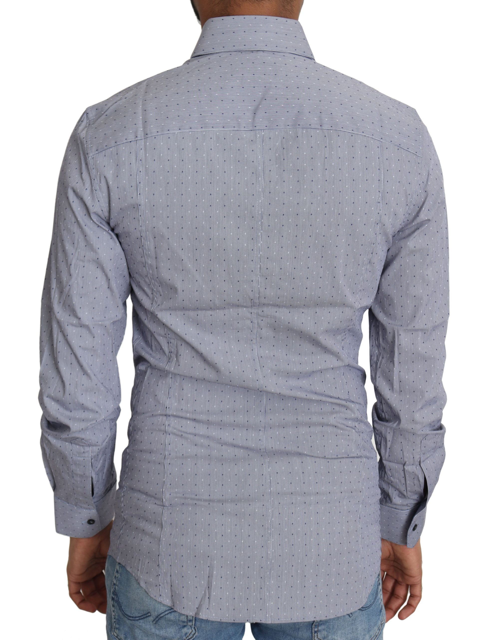 Dolce &amp; Gabbana Gray Dotted Semi Fitted Formal SICILIA Shirt