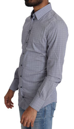 Dolce &amp; Gabbana Gray Dotted Semi Fitted Formal SICILIA Shirt