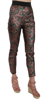 Dolce &amp; Gabbana Multicolor Iridescent Brocade Jacquard Trousers Crop Pants