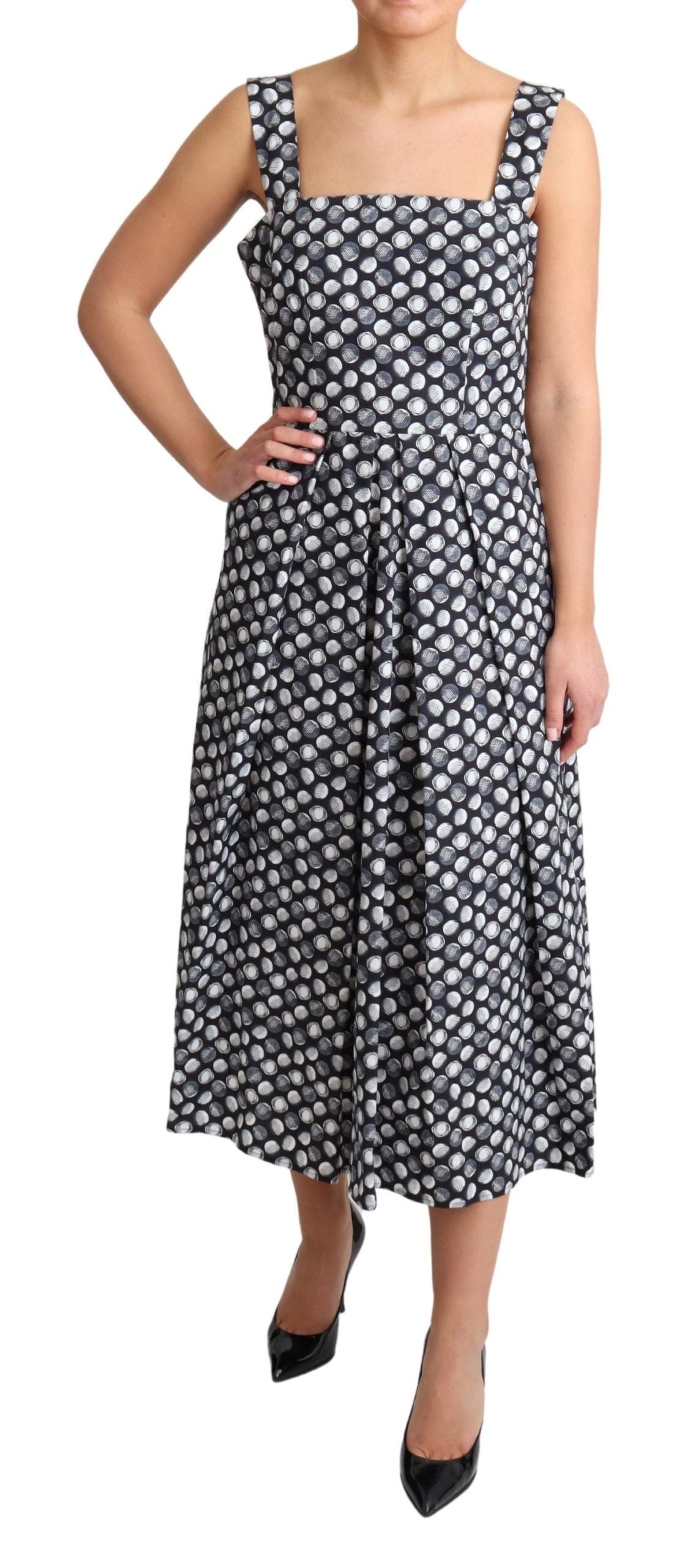 Dolce &amp; Gabbana Blue Geometric Cotton A-Line Gown Dress