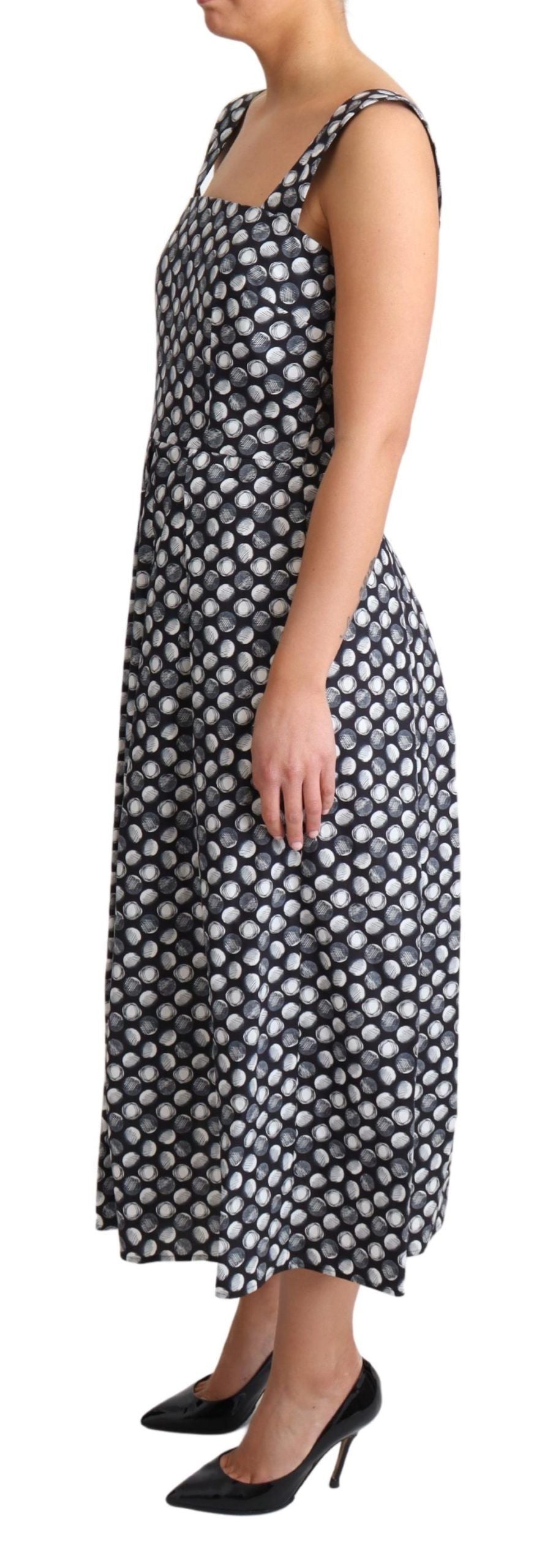 Dolce &amp; Gabbana Blue Geometric Cotton A-Line Gown Dress