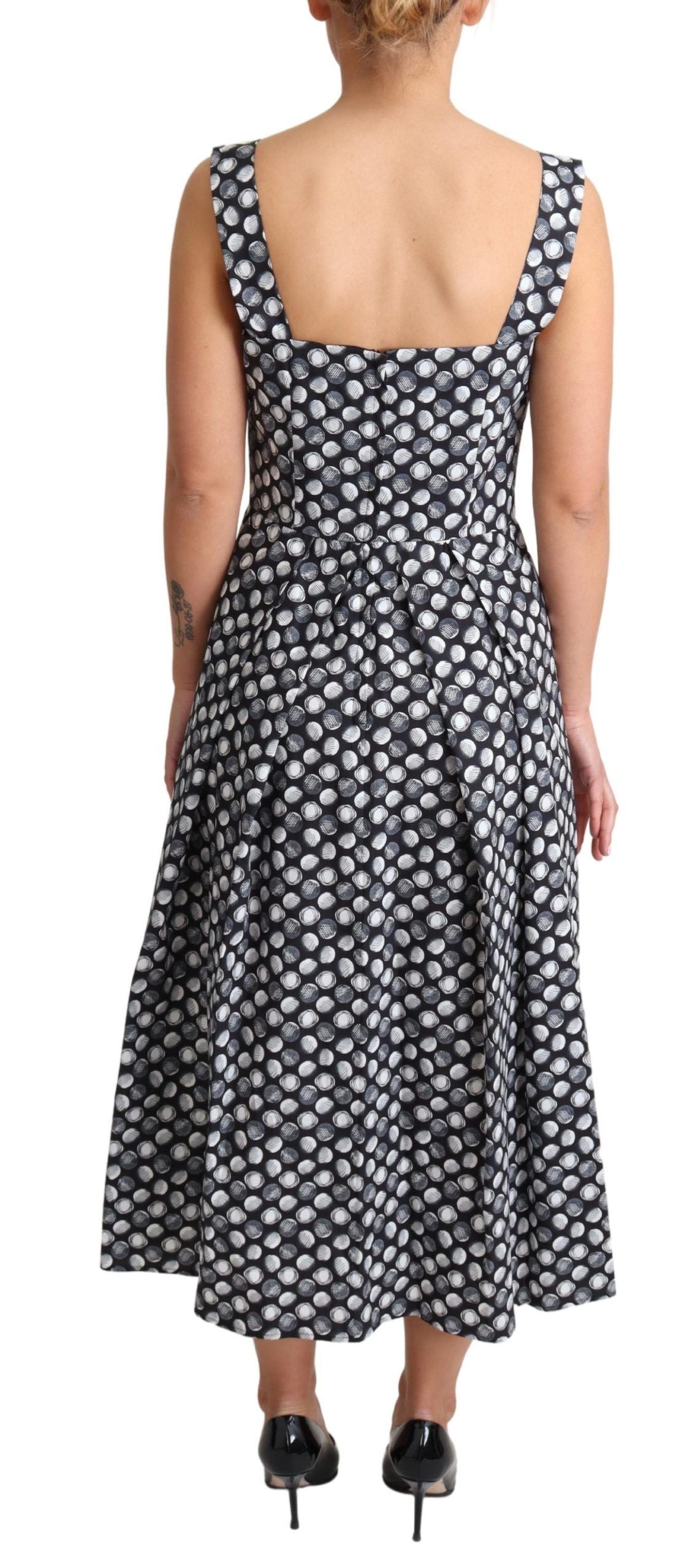 Dolce &amp; Gabbana Blue Geometric Cotton A-Line Gown Dress