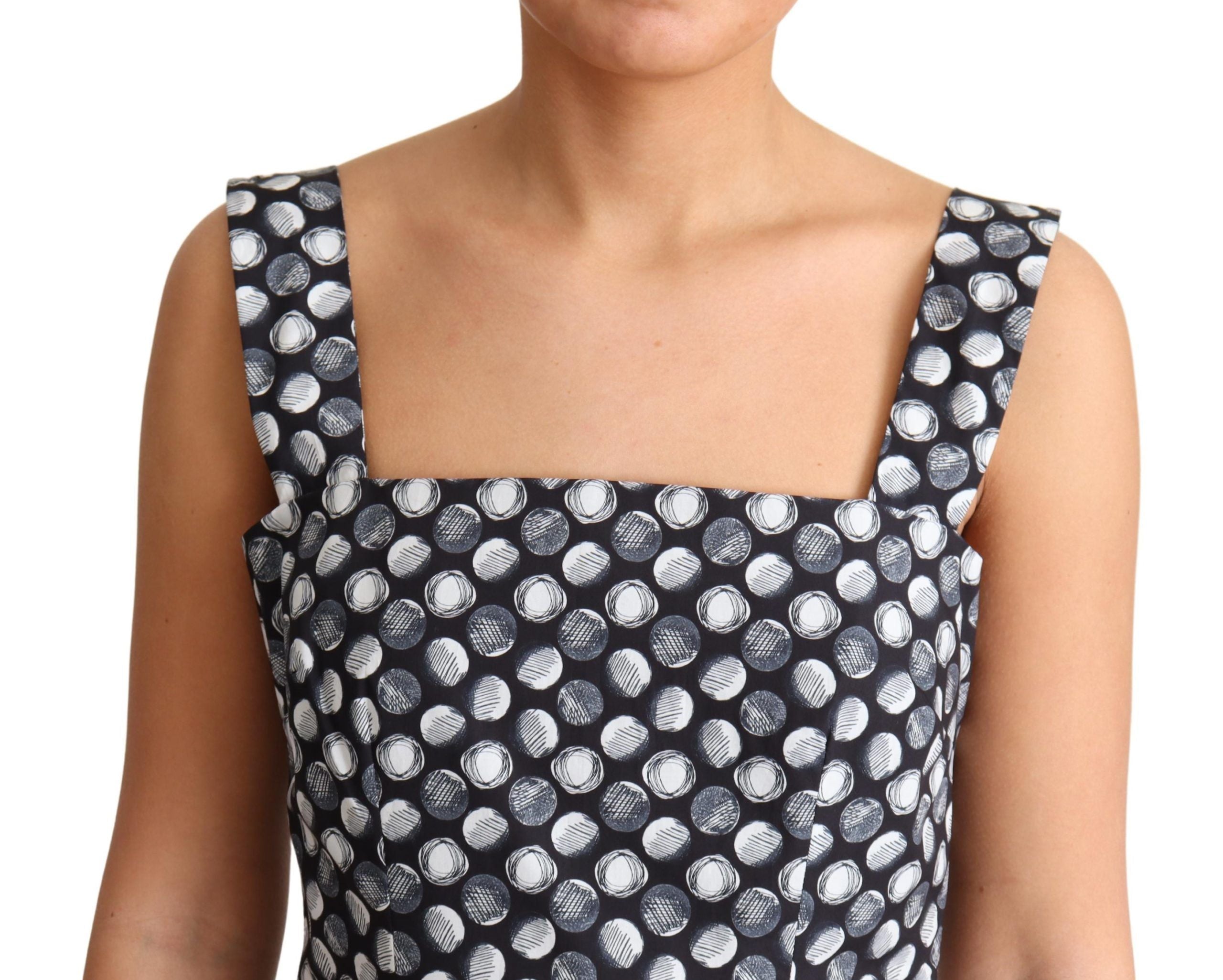 Dolce &amp; Gabbana Blue Geometric Cotton A-Line Gown Dress