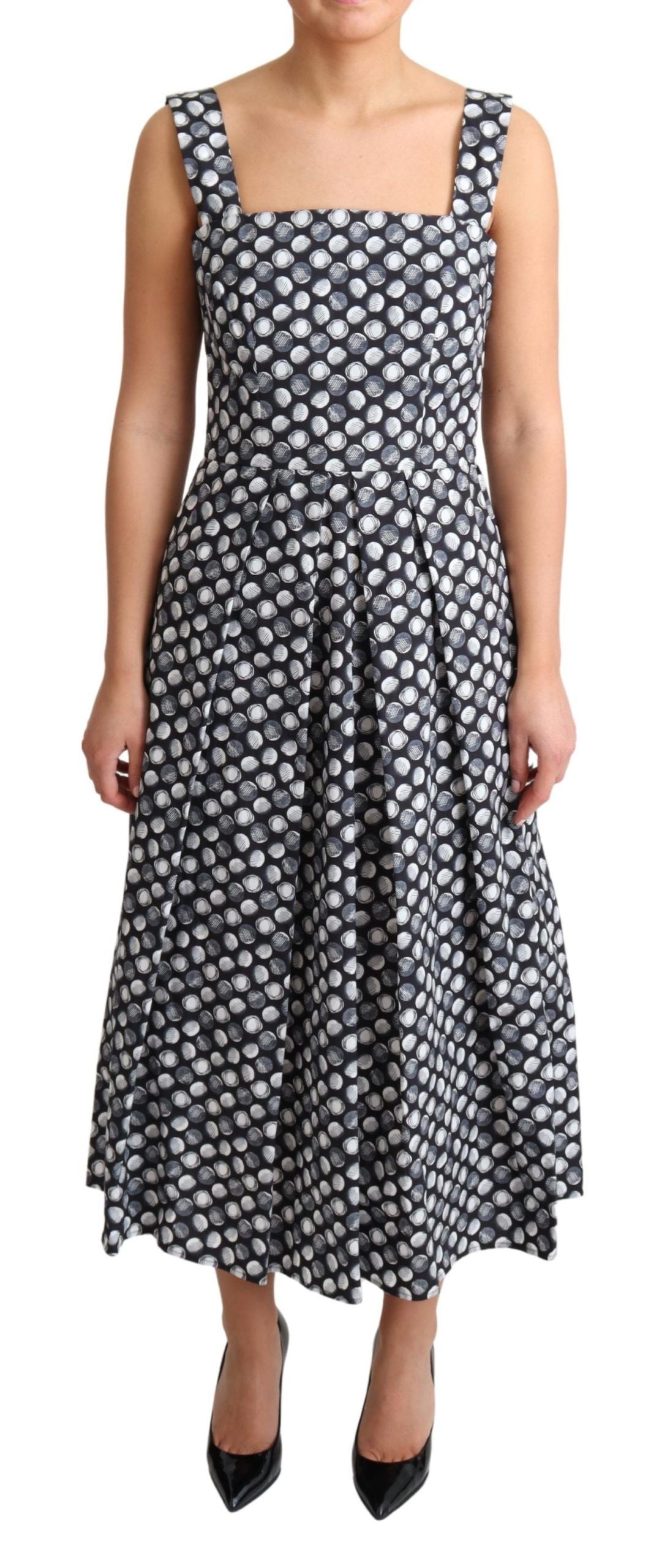 Dolce &amp; Gabbana Blue Geometric Cotton A-Line Gown Dress