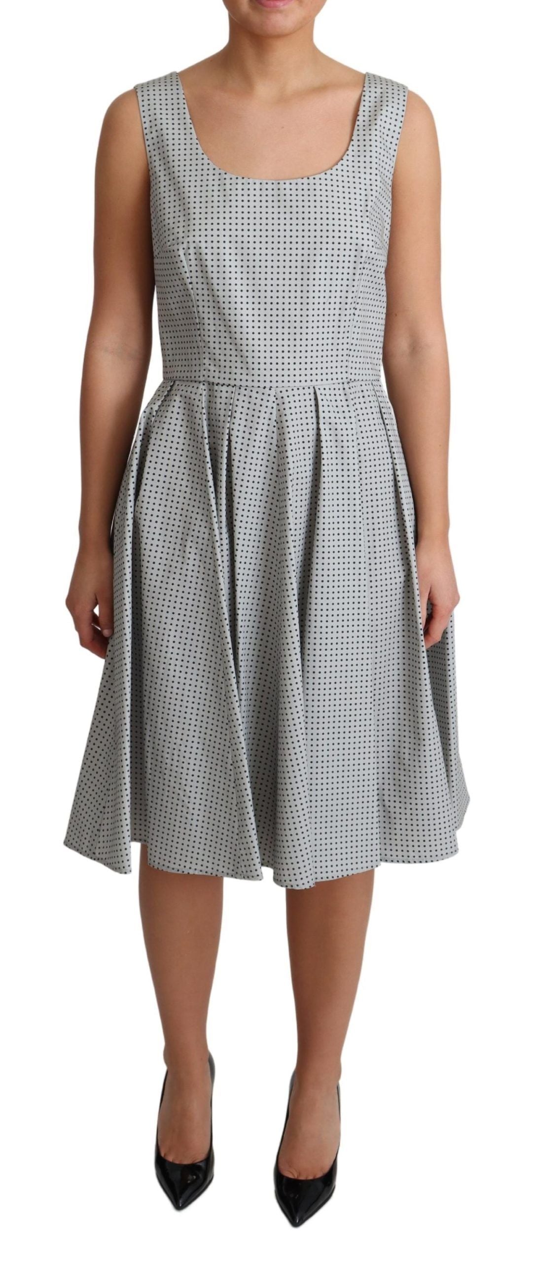 Dolce &amp; Gabbana Gray Polka Dotted Cotton A-Line Dress