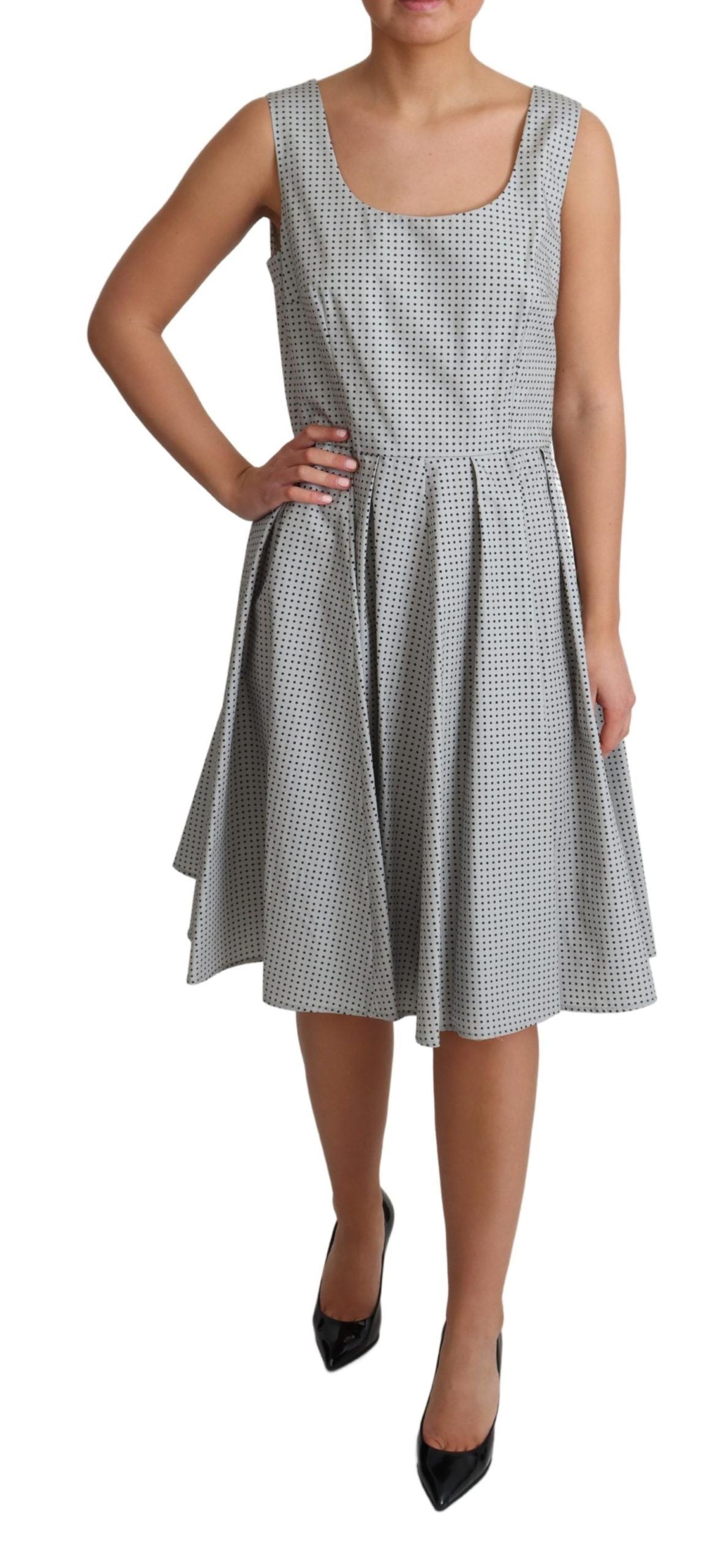 Dolce &amp; Gabbana Gray Polka Dotted Cotton A-Line Dress