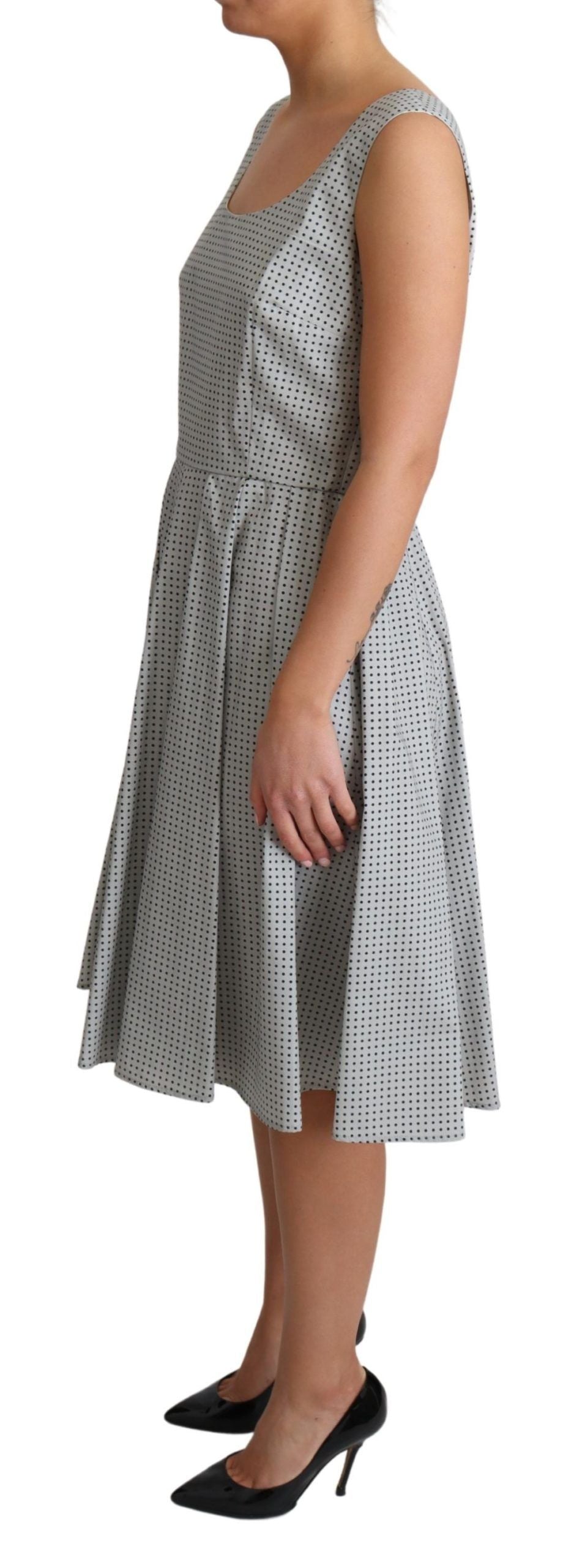 Dolce &amp; Gabbana Gray Polka Dotted Cotton A-Line Dress