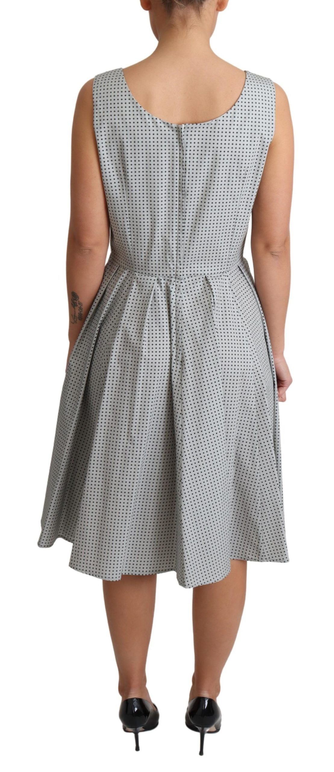 Dolce &amp; Gabbana Gray Polka Dotted Cotton A-Line Dress