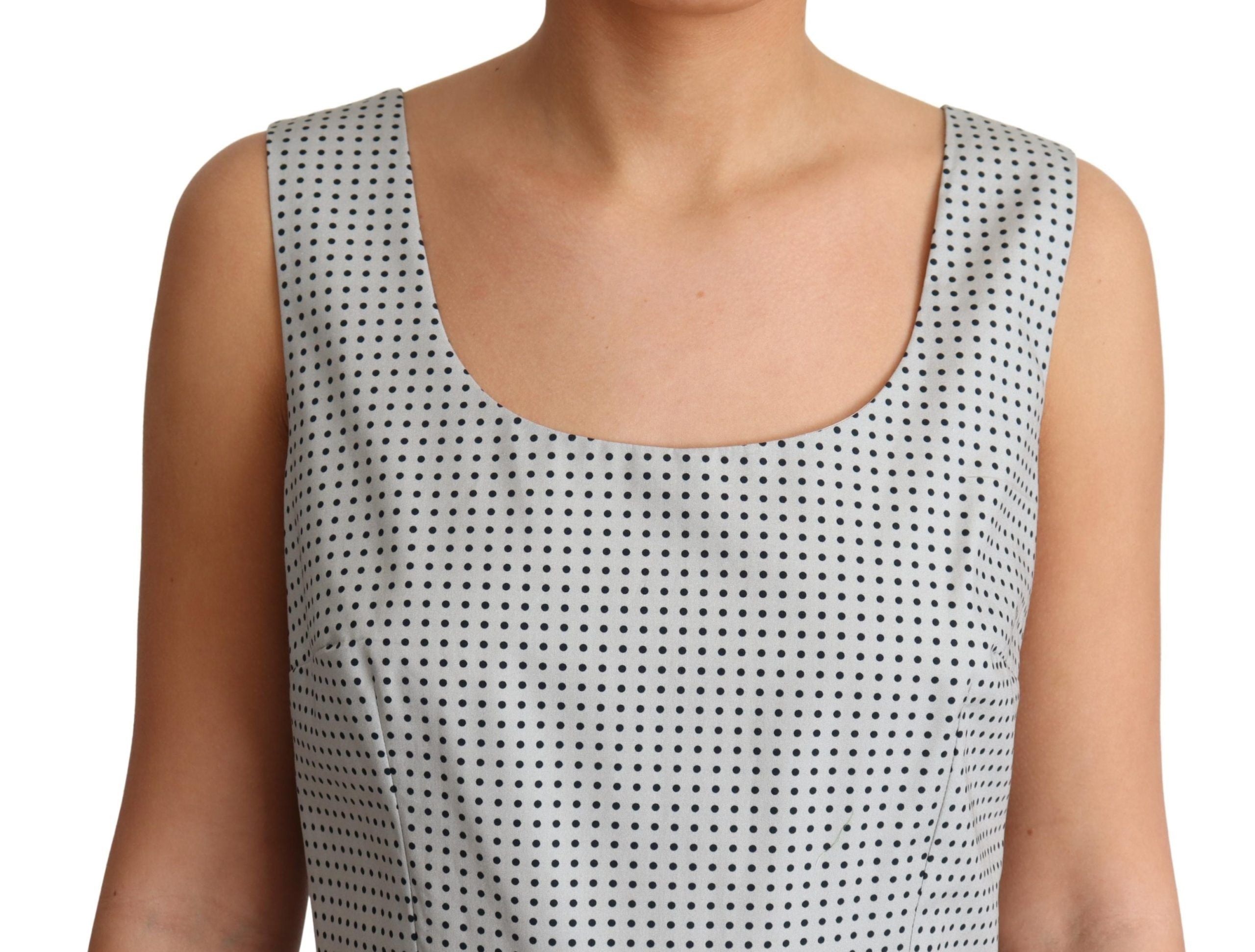 Dolce &amp; Gabbana Gray Polka Dotted Cotton A-Line Dress