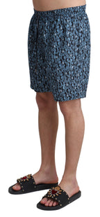 Dolce & Gabbana Blue Patterned Print Beachwear Shorts Swimwear