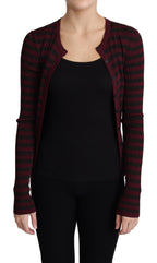 Dolce &amp; Gabbana Black Red Striped Viscose Cardigan Sweater