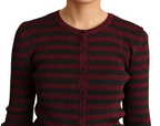 Dolce &amp; Gabbana Black Red Striped Viscose Cardigan Sweater