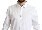 Dolce &amp; Gabbana White Cotton Stretch Men Dress Formal Shirt