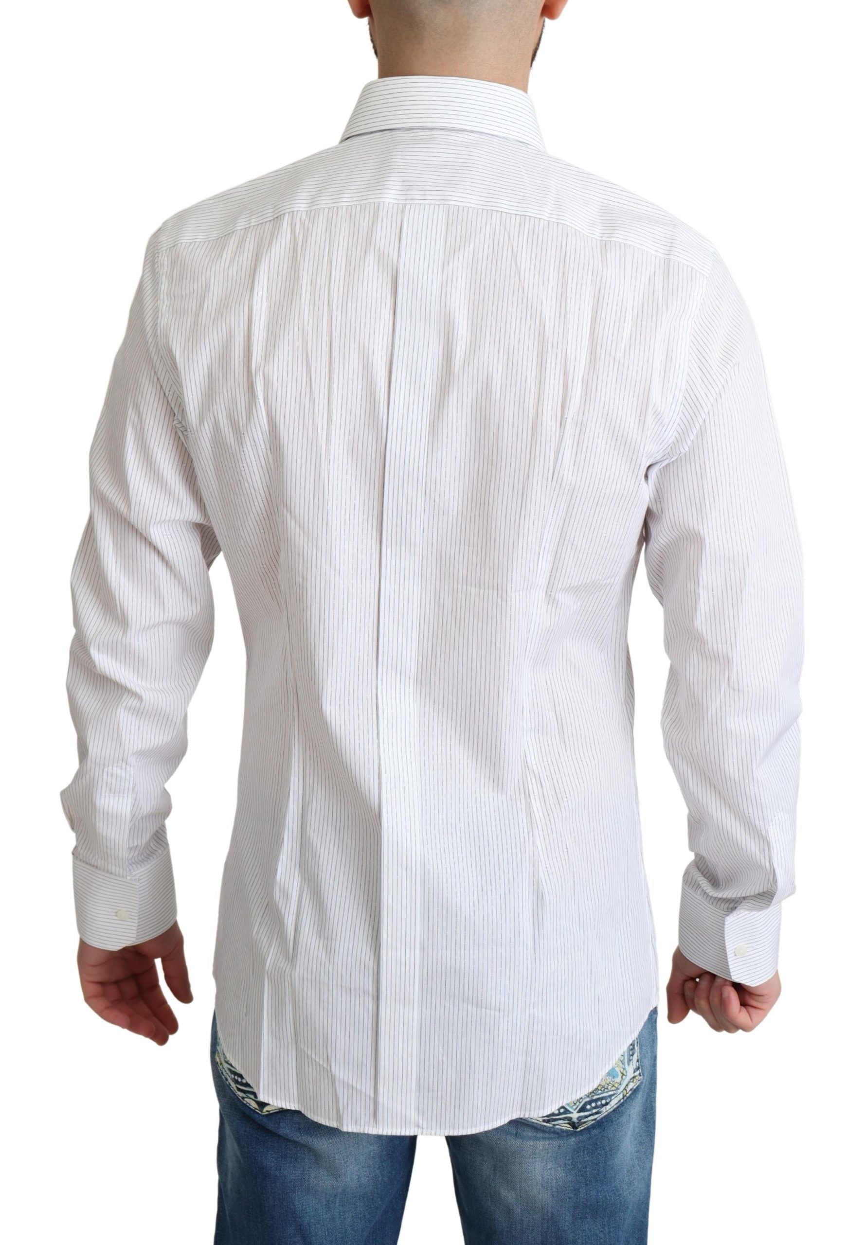 Dolce &amp; Gabbana White Stripes Cotton Formal Dress Shirt