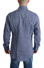 Dolce &amp; Gabbana Blue Stripes Men Casual Button Down Shirt