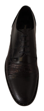 Dolce &amp; Gabbana Black Leather Exotic Skins Formal Shoes