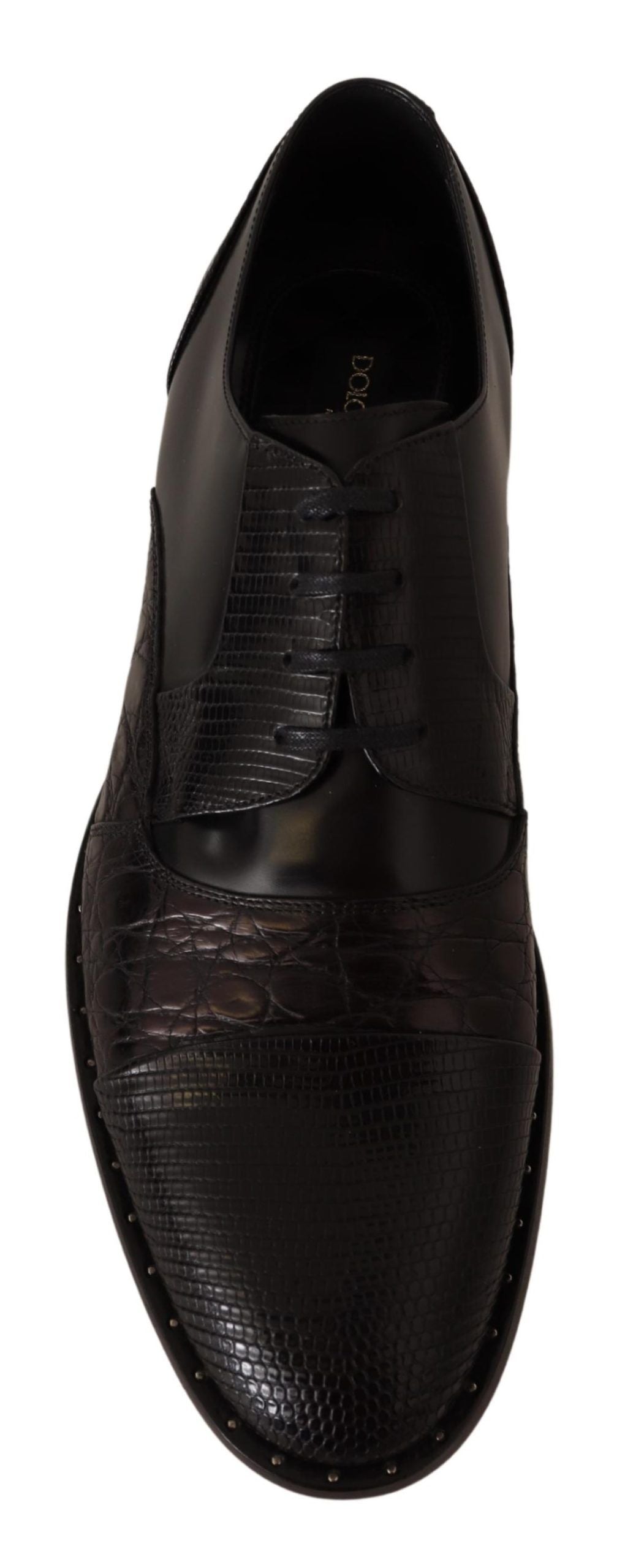 Dolce &amp; Gabbana Black Leather Exotic Skins Formal Shoes