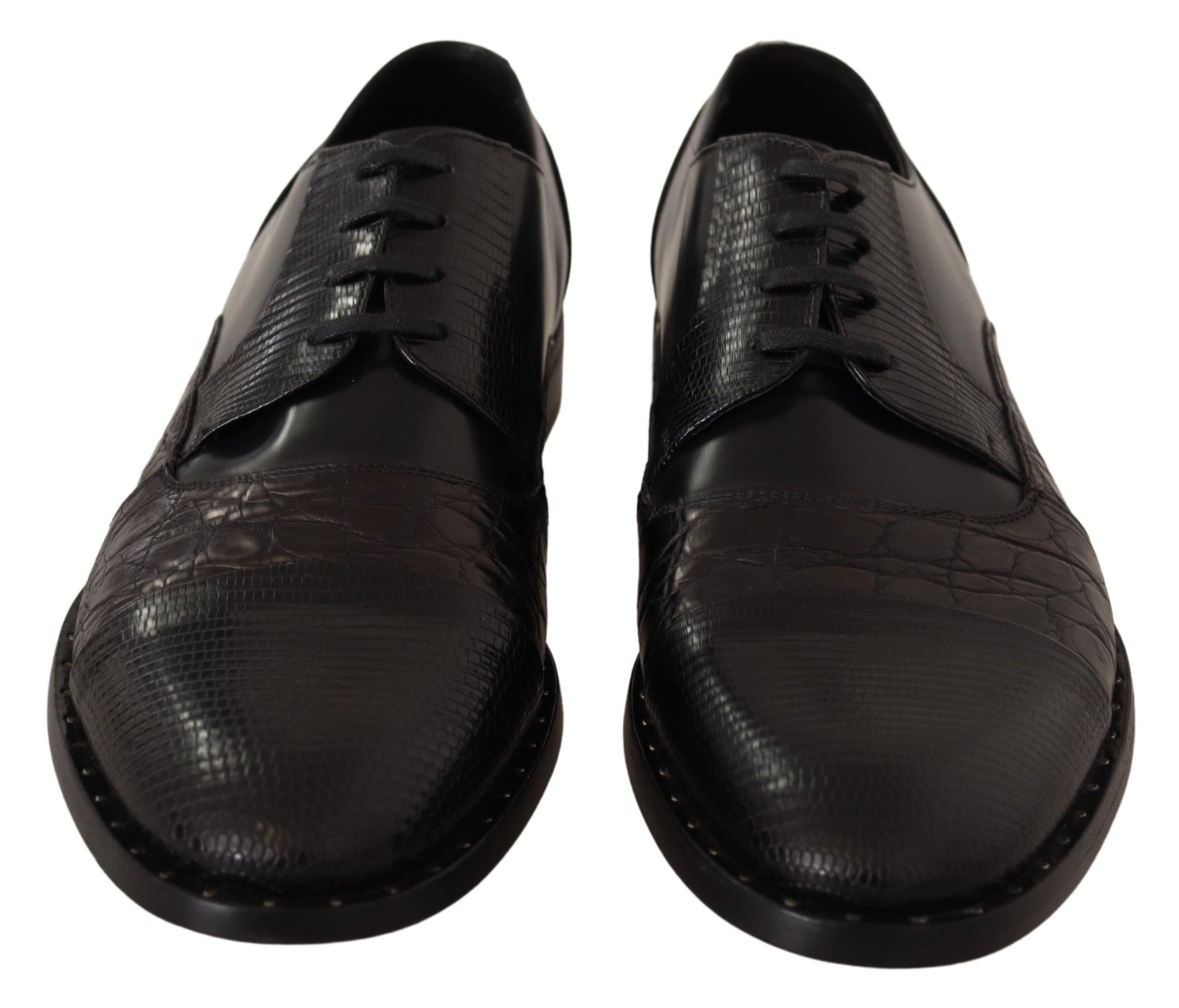 Dolce &amp; Gabbana Black Leather Exotic Skins Formal Shoes