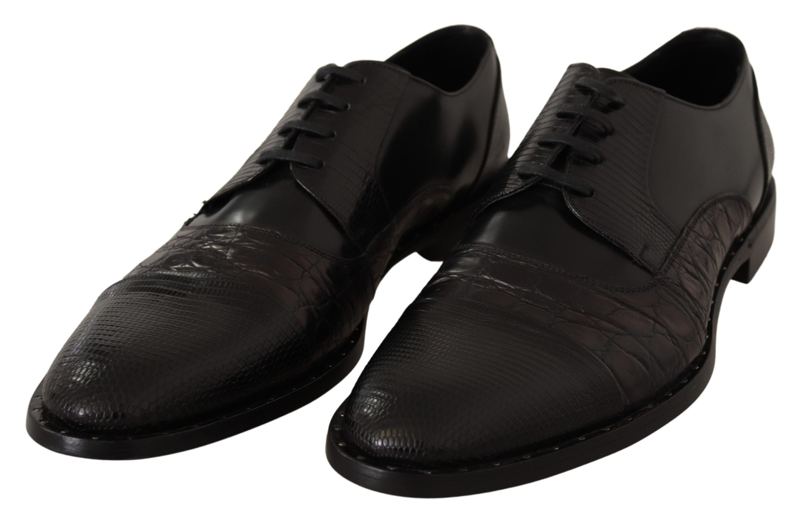 Dolce &amp; Gabbana Black Leather Exotic Skins Formal Shoes